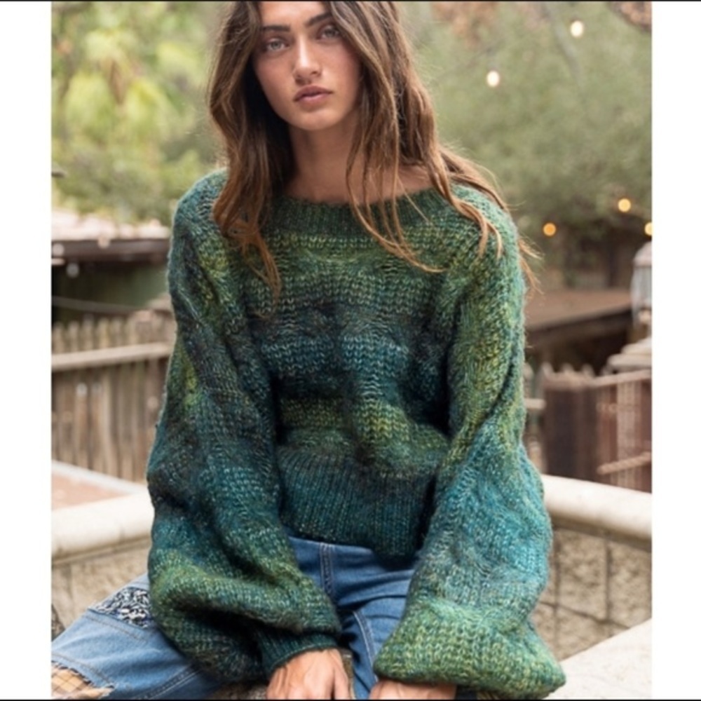 LAST ONE ☝️ Tie Dye Balloon Sleeve Knit Sweater